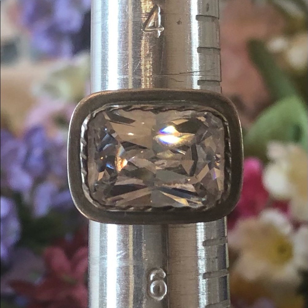 Silpada Hammered Sterling Silver and CZ Ring Size 5